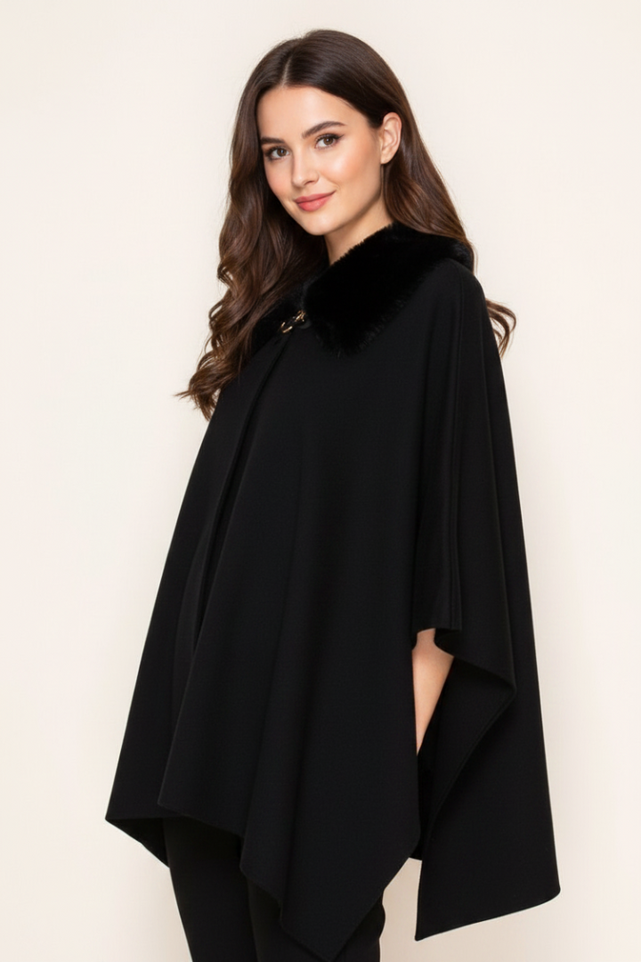 3/4 SLEEVE FUR NECKLINE COVER-UP-WBT11143XL