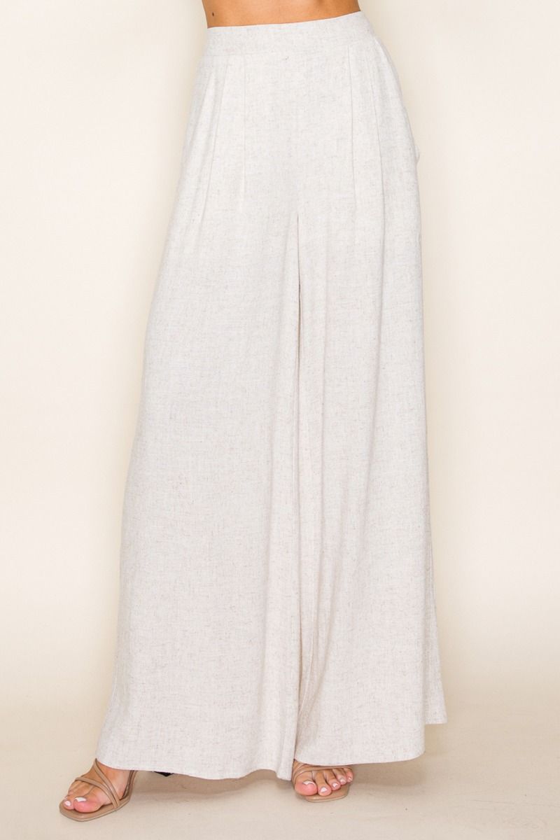 HIGE WAISTED SOLID LINEN PANTS-WBP250XL
