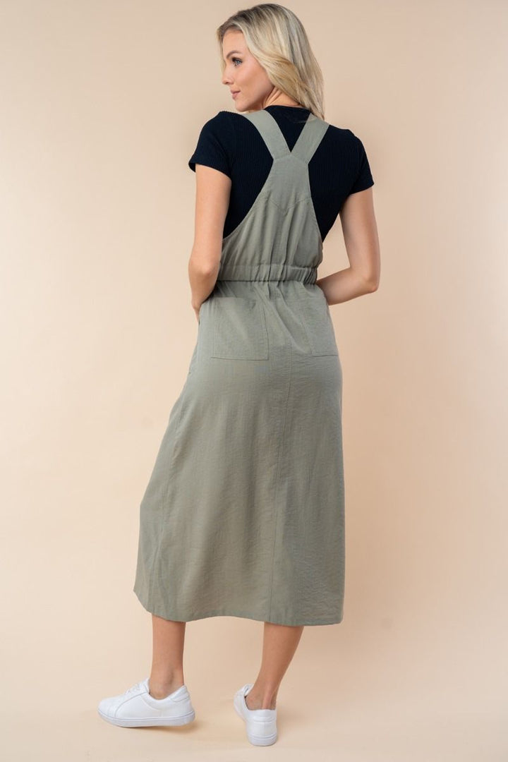 SLEEVELESS SOLID KNIT OVERAL DRESS