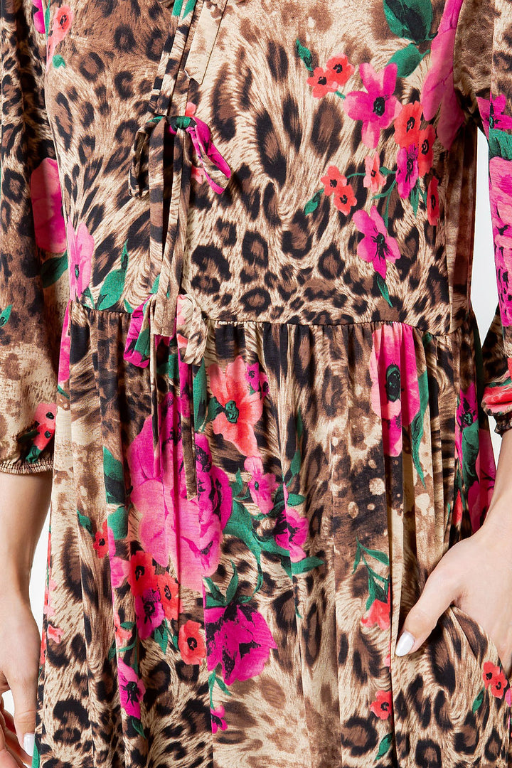 ANIMAL PRINT W/SIDE POCKETS  MAXI DRESS