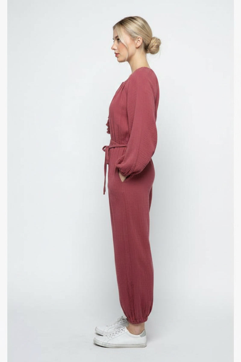 LONG SLEEVES W/ TASSELS JUMPSUIT MRMP8641