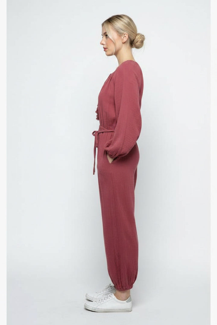 LONG SLEEVES W/ TASSELS JUMPSUIT MRMP8641