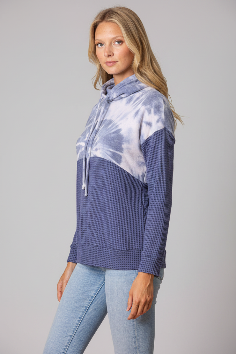 COWL NECK WAFFLE KNIT TOP TT3466PB-