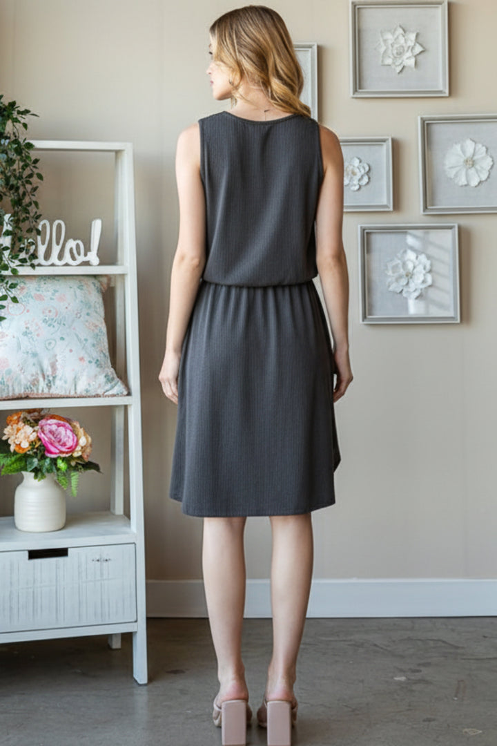 URBAN RIB DRAWSTRING WAIST MINI DRESS HMED6806