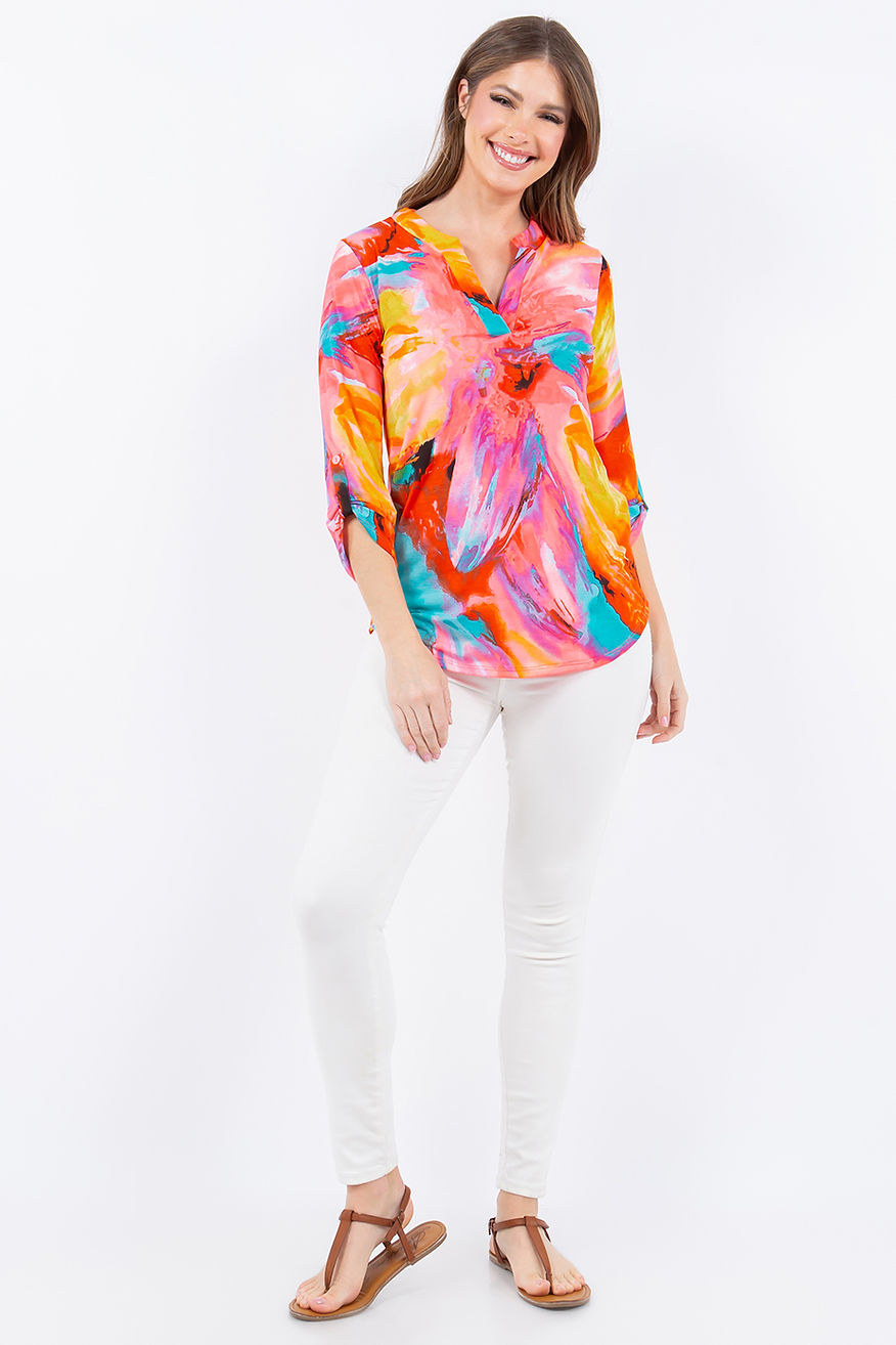 PLUS SIZE V NECK TUNIC TOP-SHB5707