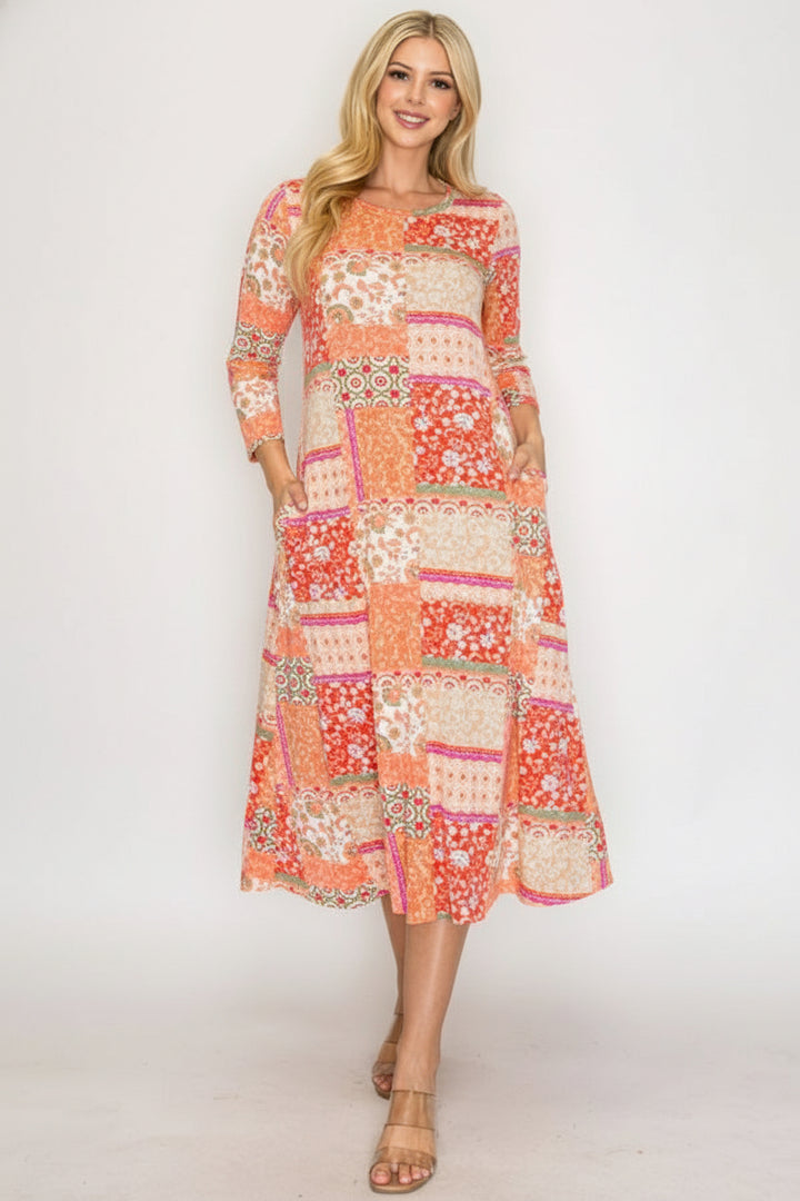 A-LINE MODEST PLUS SIZE DRESS WITH SIDE POKTES