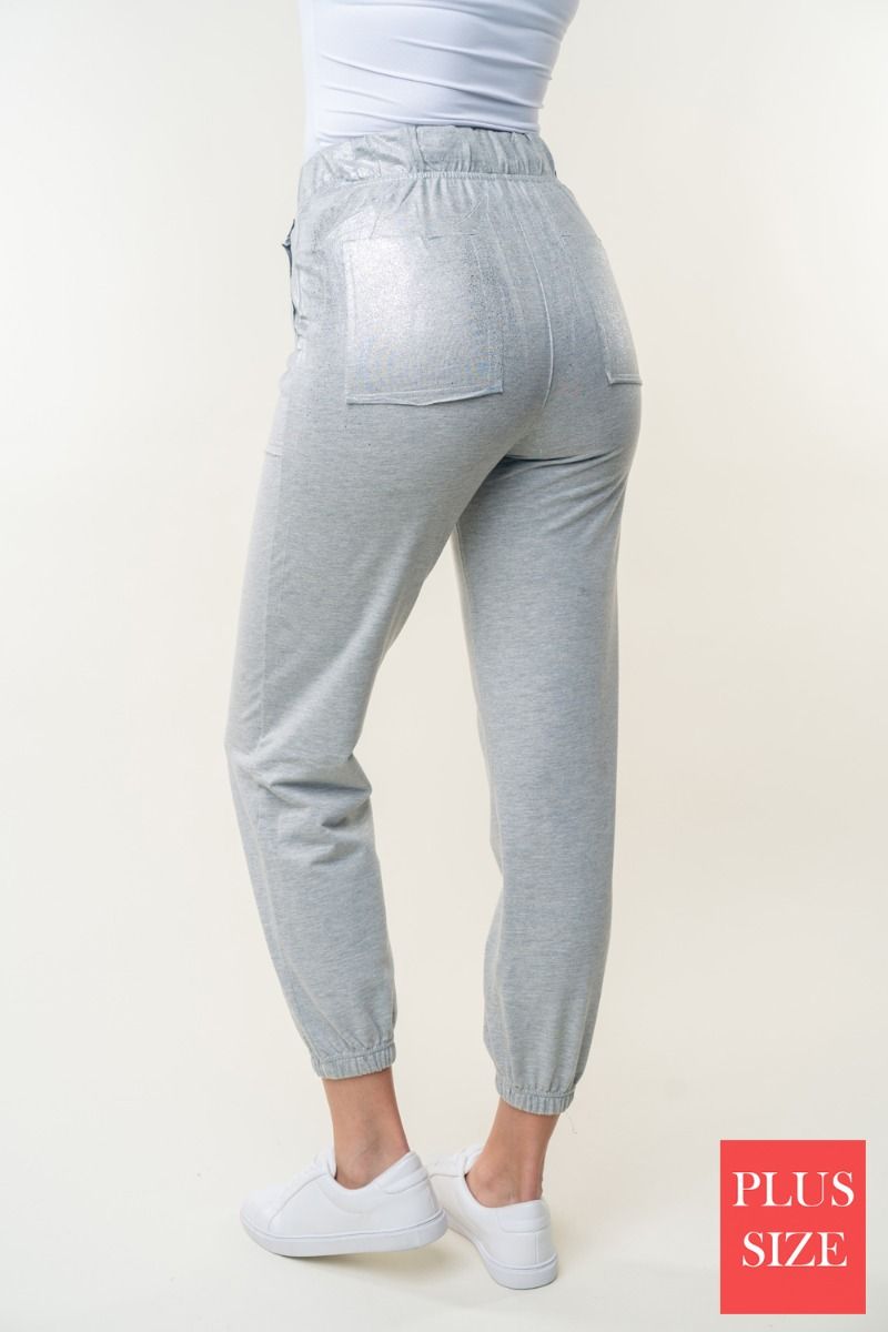 HIGE WAISTED SOLID KNIT PLUS SIZEJOGGER  PANTS