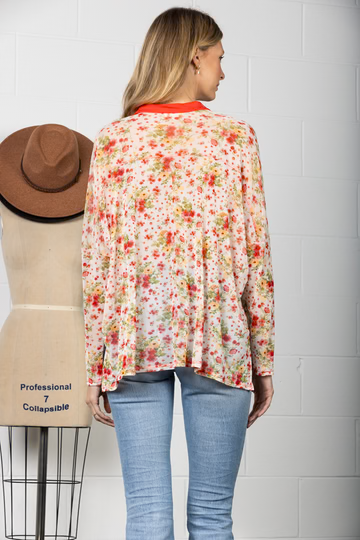 BURGUNDY MANDARIN COLLAR SILHOUETTE TOP-T7538