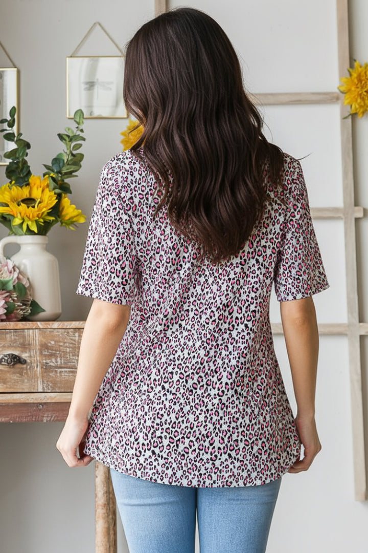 V NECK ANIMAL PRINT BABYDOLL TOP-HMET6117-30