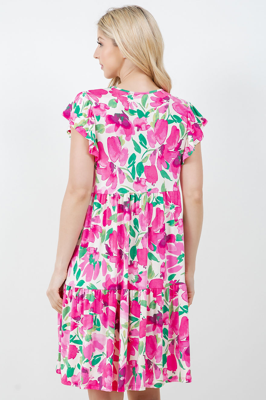 CASUAL PLUS SIZE SHORT DRESS RUFFLE SLEEVES DETAIL-SHVC5842