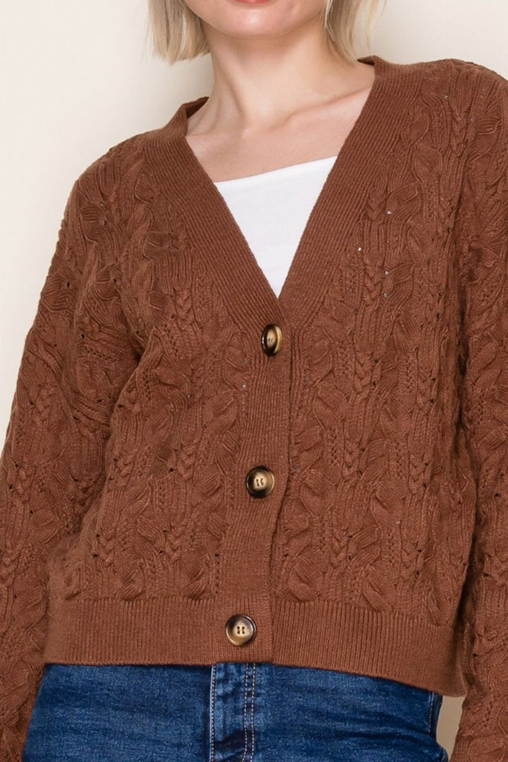 long sleeve polka dot ribbon print knit top with a mock neck