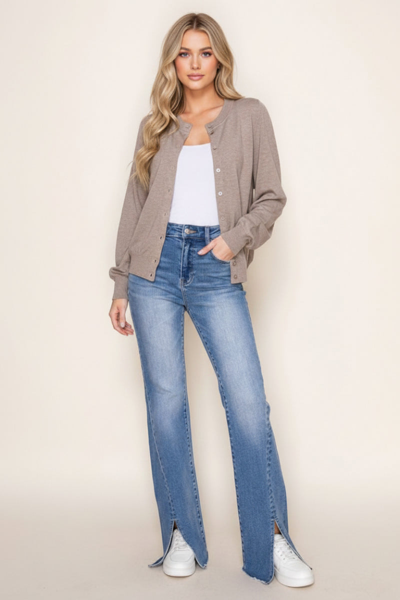 BUTTON DOWN LONG SLEEVE CARDIGAN WBT10768XL