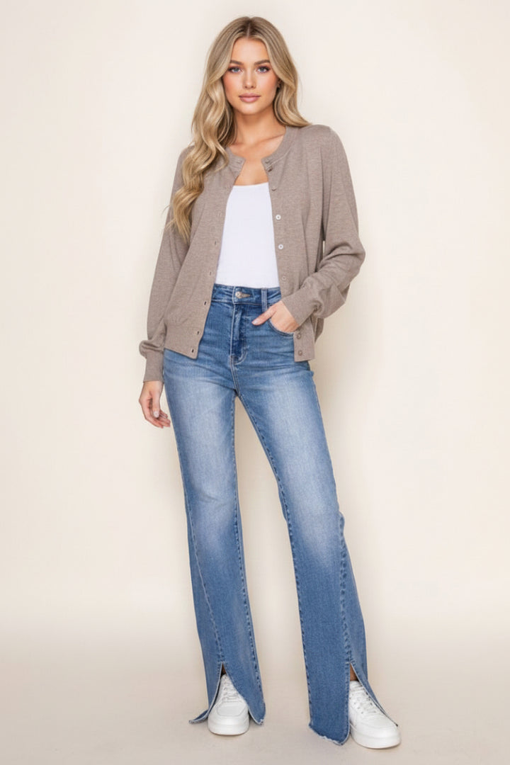 BUTTON DOWN LONG SLEEVE CARDIGAN WBT10768XL