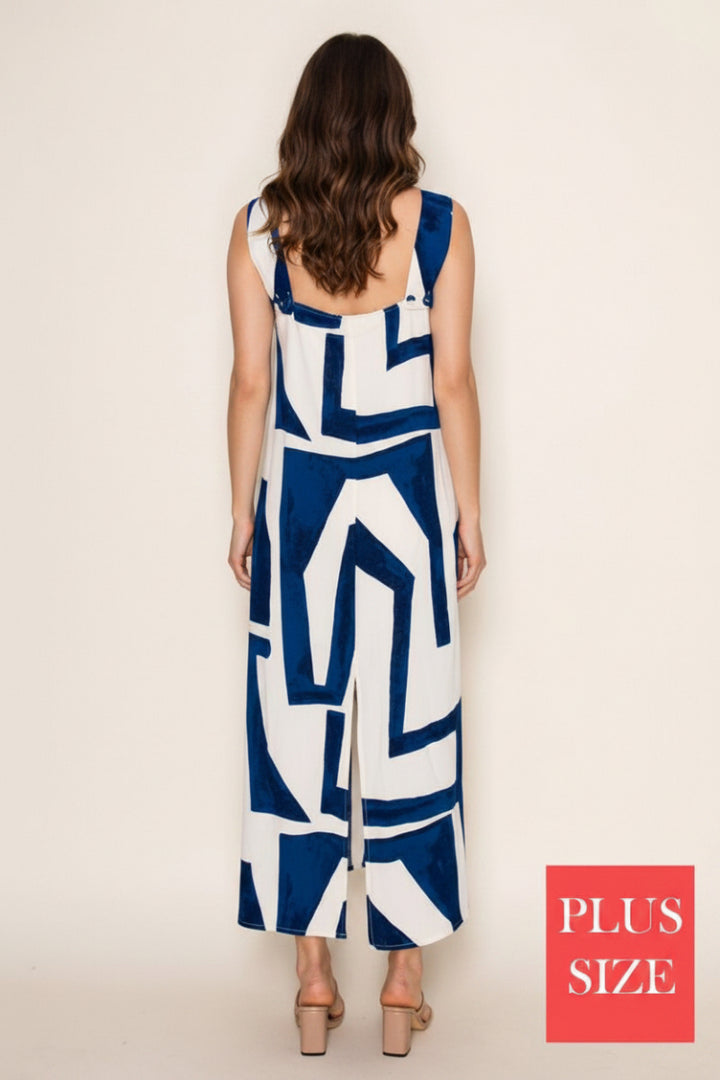PLUS SIZE SLEEVELESS GEOMETRIC MAXI DRESS WBD90760P