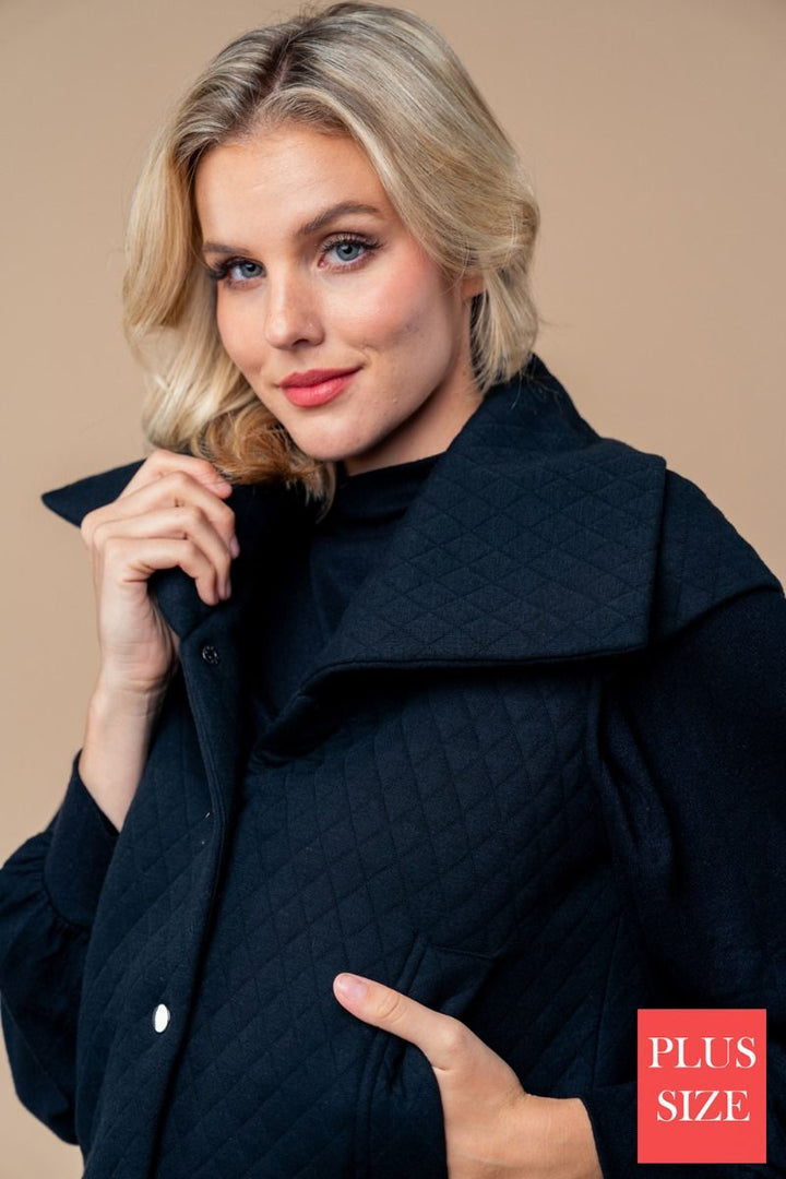 PLUS SIZE SLEEVELESS SOLID BUTTON DOWN VEST