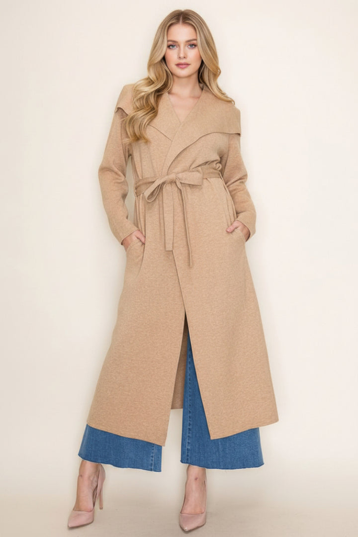 SOLID KNIT JACKET WITH OPEN FRONT-WBT10919