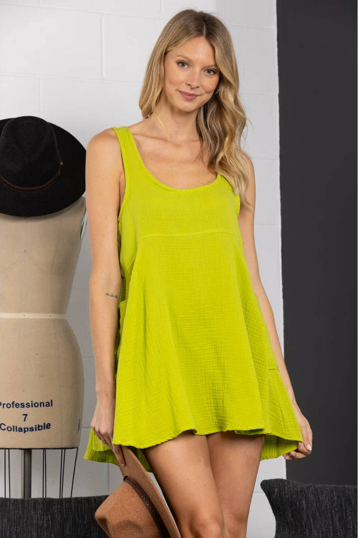 SLEEVELESS SIDE POCKET CAMI MINI DRESS-DC50732SA *