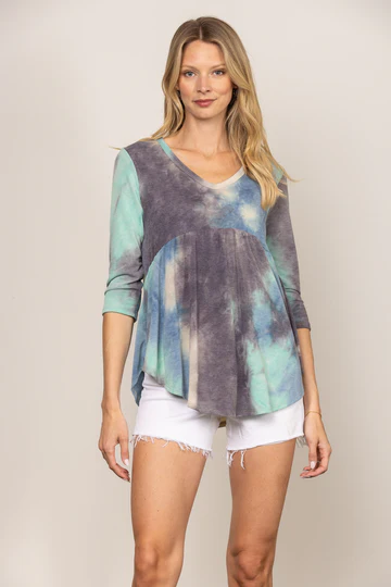 BABY DOLL 3/4 SLEEVES KNIT TOP ST1809