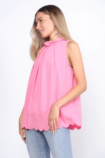 MOCK NECK SLEEVELESS PETALS HEMLINE TOP TT2708