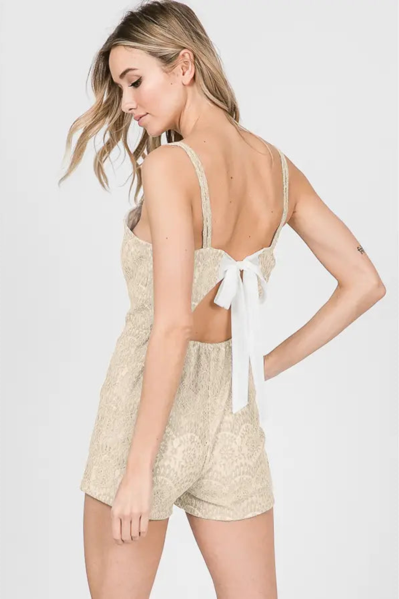 SLEEVELESS STRAP BUTTON-UP FRONT BACK-TIE ROMPER HMR1025