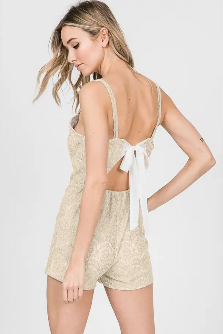 SLEEVELESS STRAP BUTTON-UP FRONT BACK-TIE ROMPER HMR1025