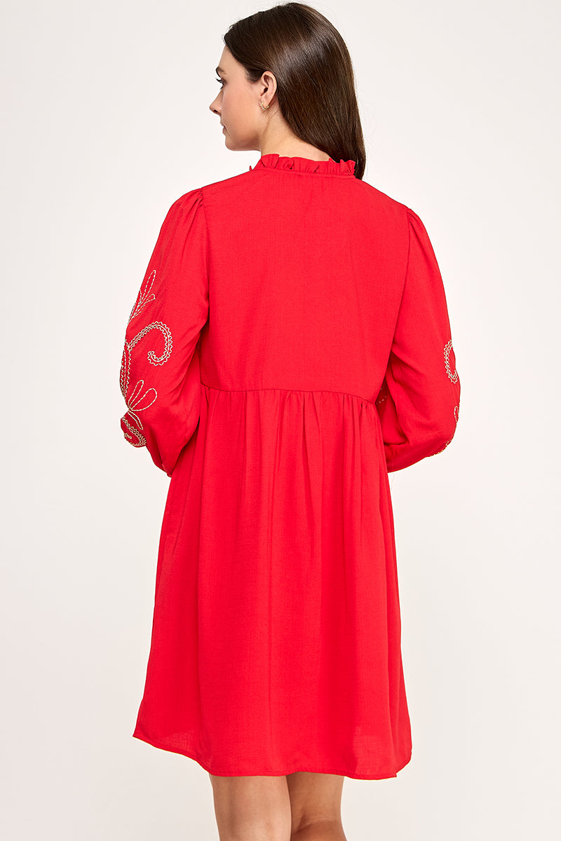 EMBROIDERED LONG SLEEVE DRESS