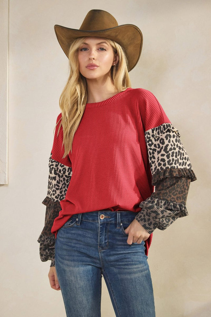 LONG SLEEVE WITH LAYERED RUFFLE ROUND NECK HMET8014-10