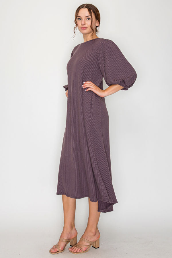 CHIC MIDI DRESS WITH BALLOON SLEEVES