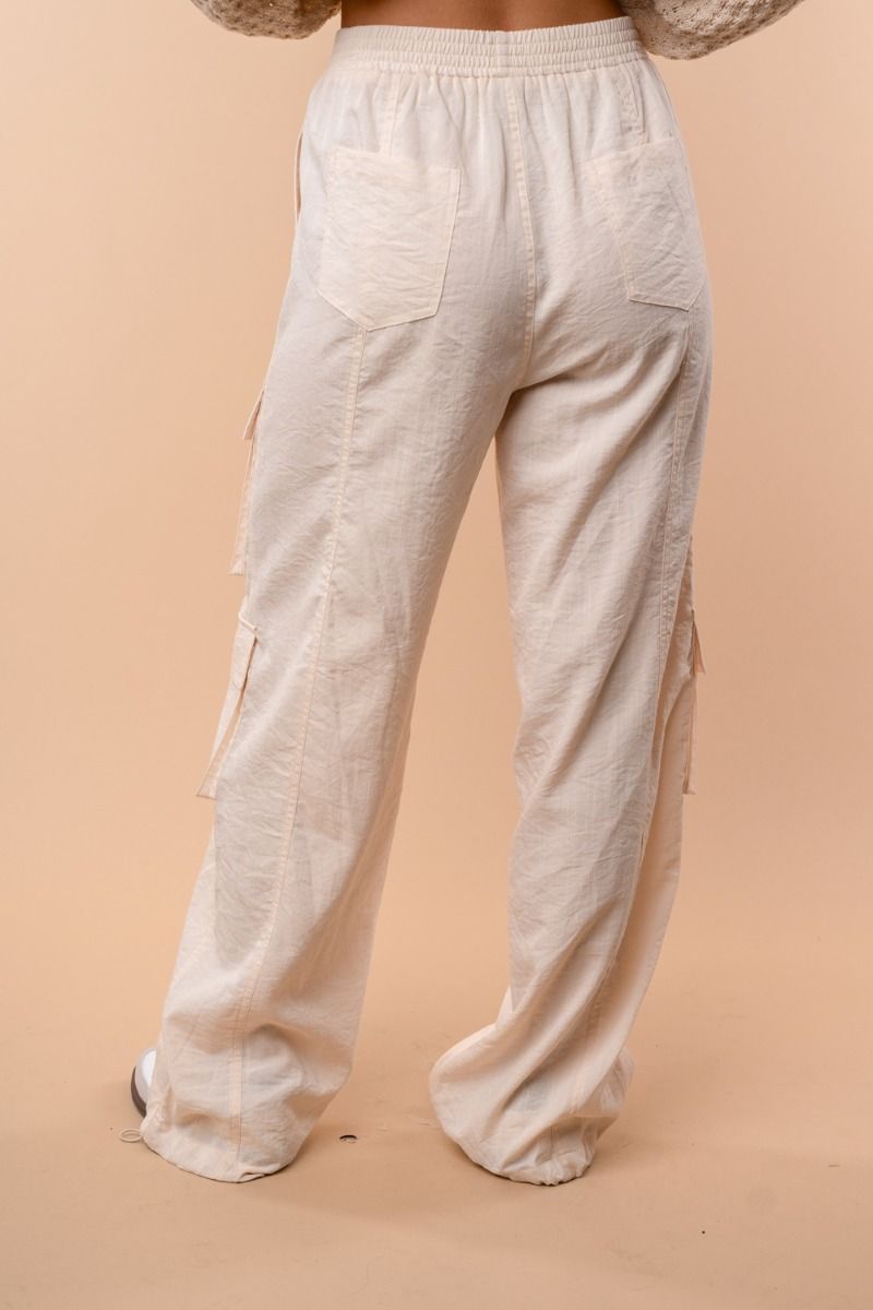 HIGH-WAISTED SOLID CARGO PANTS