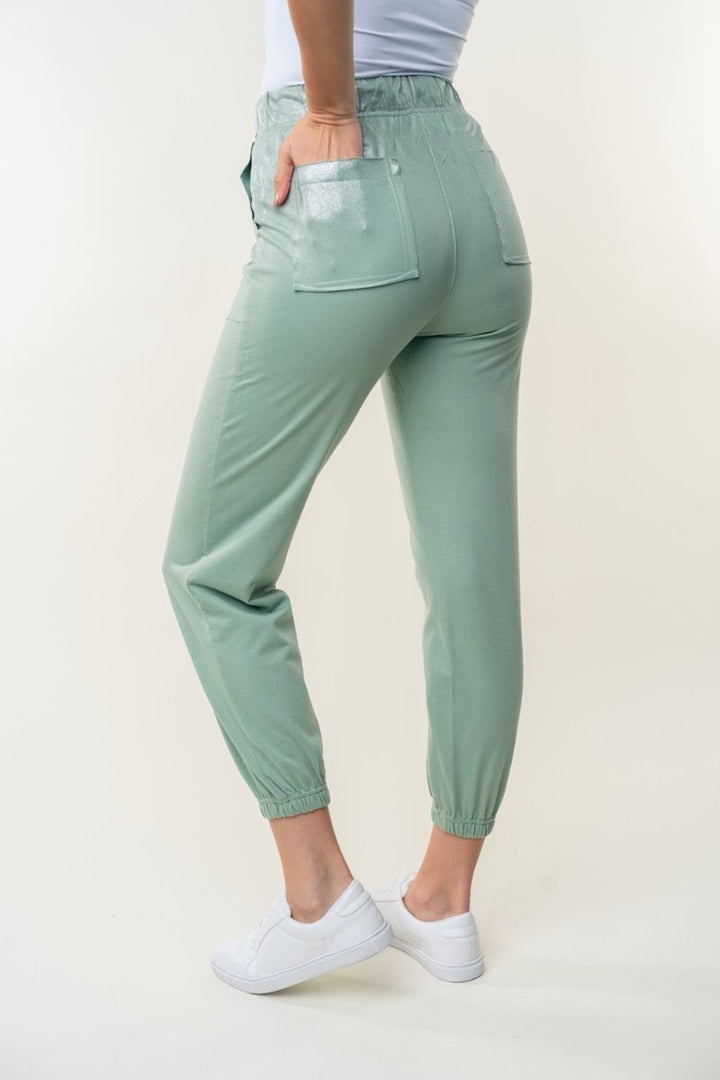 HIGE WAISTED SOLID KNIT JOGGER  PANTS