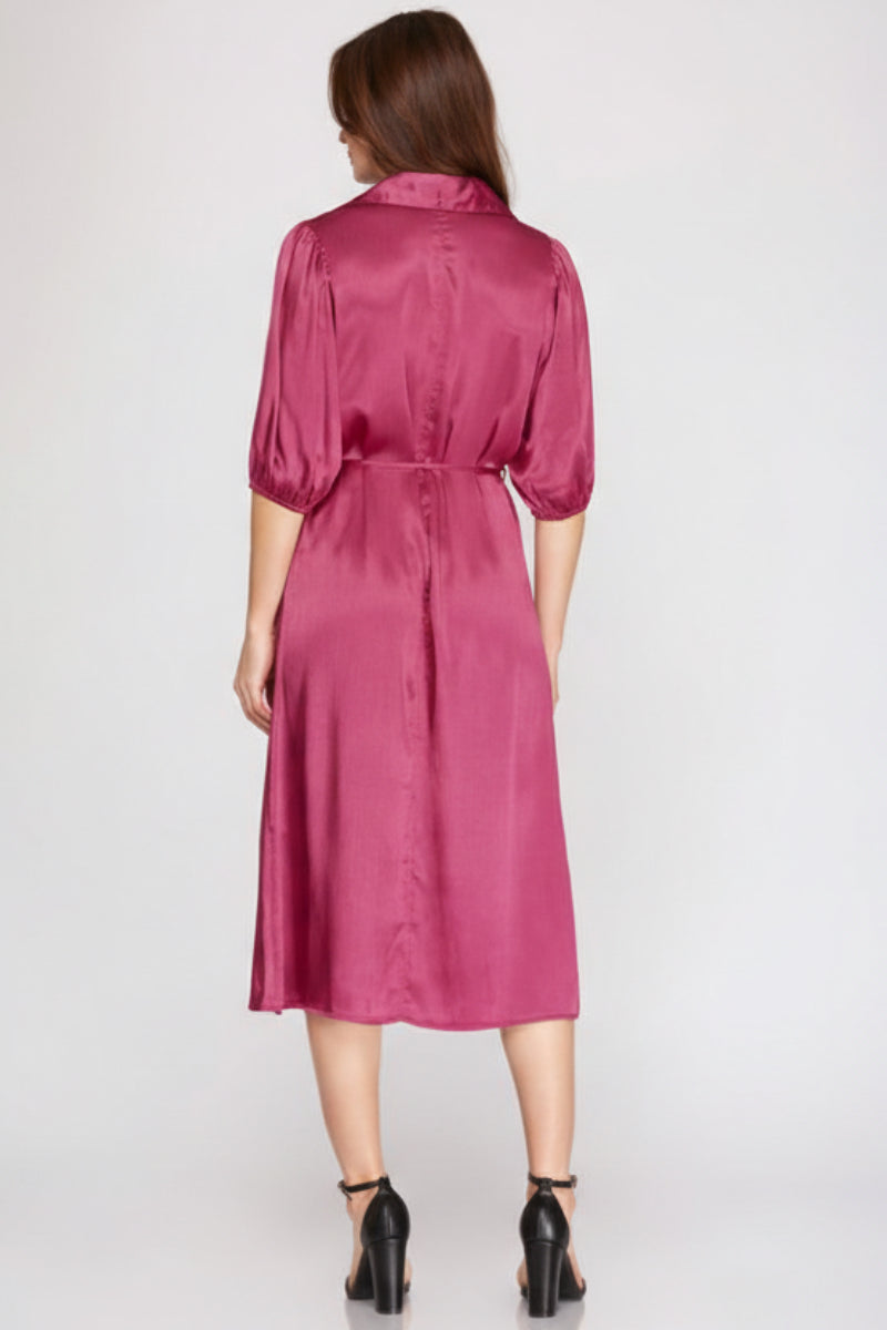 HALF SLEEVES WOVEN SHIRT MINI DRESS SKSY3267