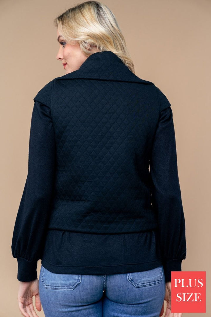 PLUS SIZE SLEEVELESS SOLID BUTTON DOWN VEST