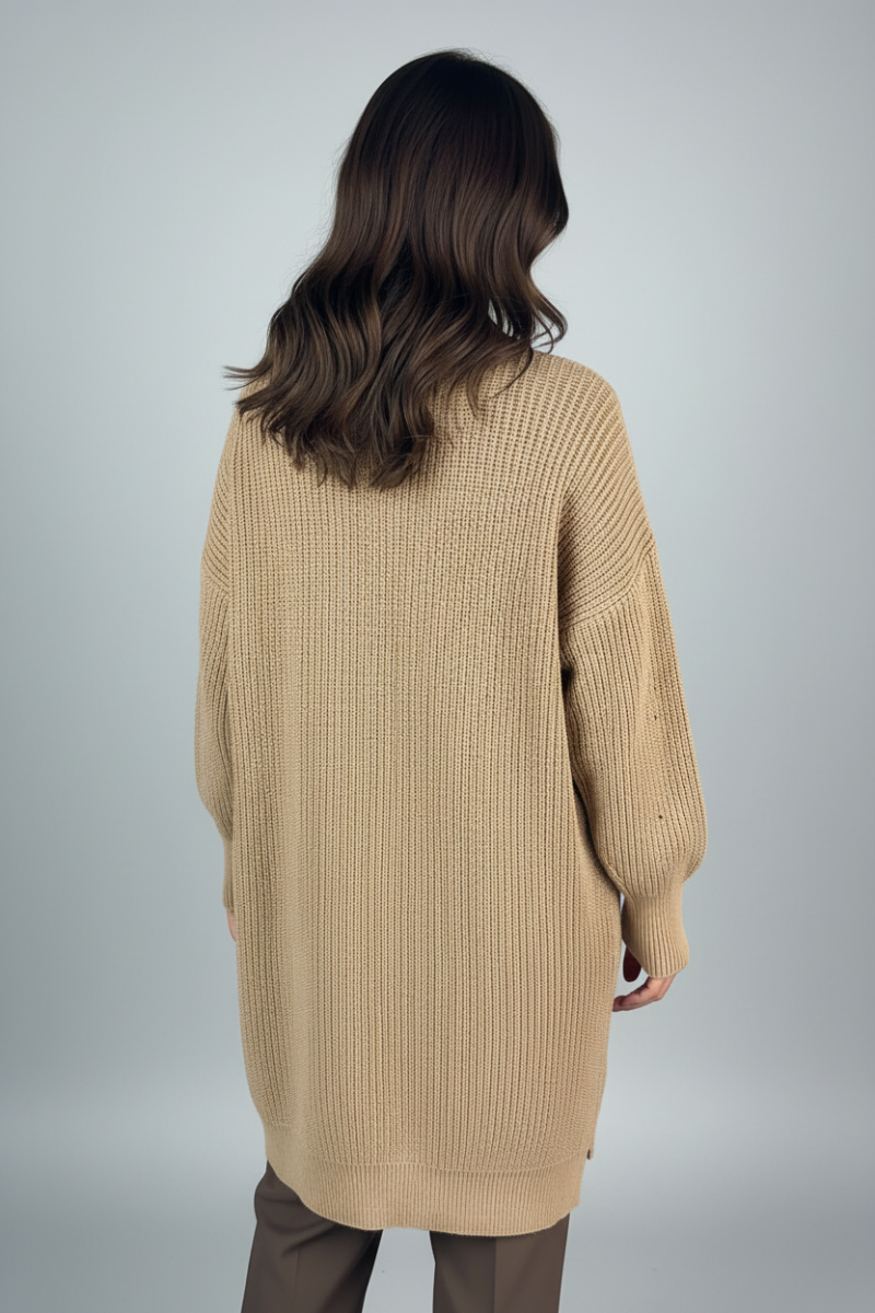 LONG SLEEVE SOLID KNIT CARDIGAN-WBT10400XL