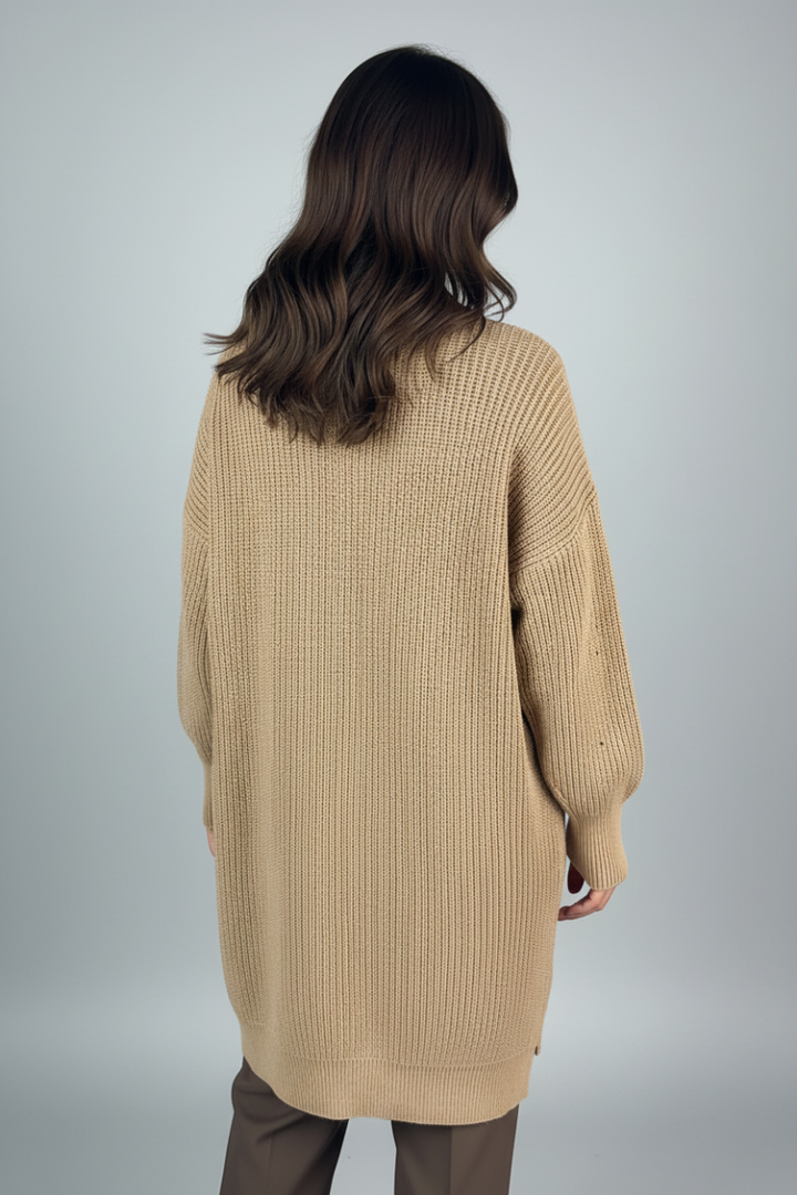 LONG SLEEVE SOLID KNIT CARDIGAN-WBT10400XL