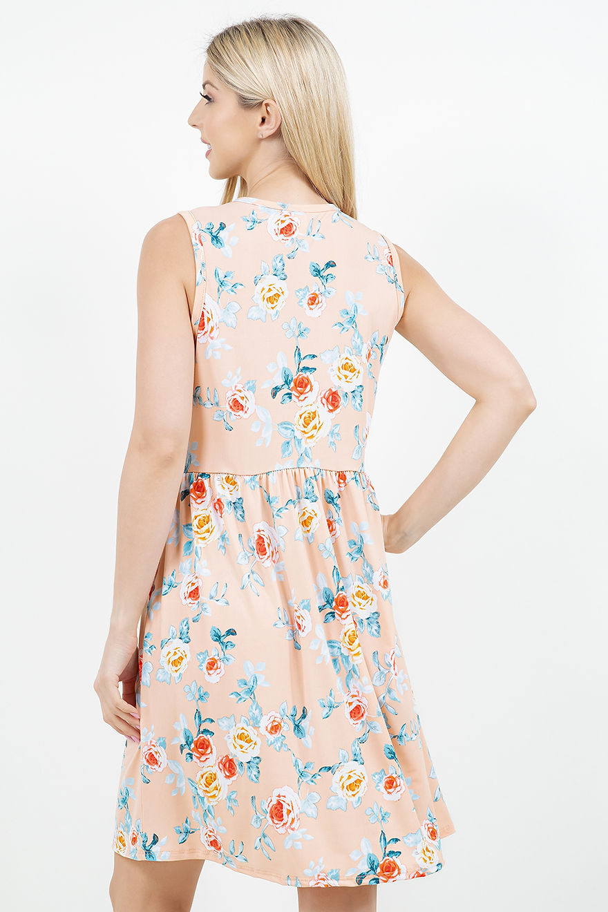 FRONT TIE BOW TANK TUNIC DRESS WITH SIDE POCKTES