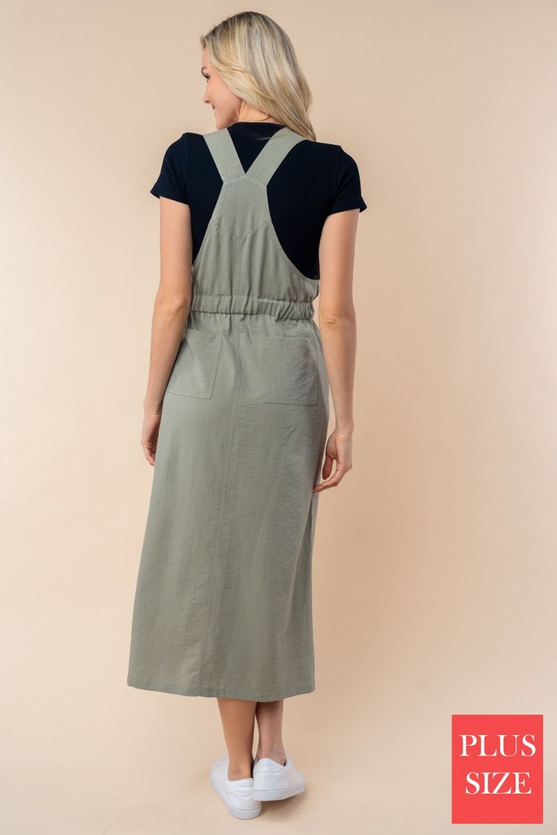 SLEEVELESS SOLID KNIT PLUS SIZE OVERALL DRESS