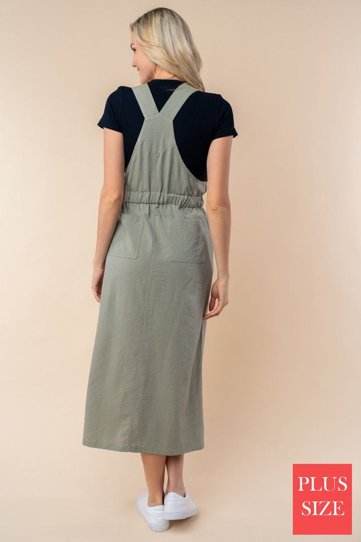 SLEEVELESS SOLID KNIT PLUS SIZE OVERALL DRESS