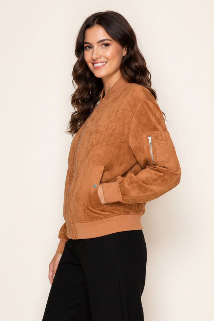 SOLID LONG SLEEVE ZIP-UP JACKET-WBT11147XL