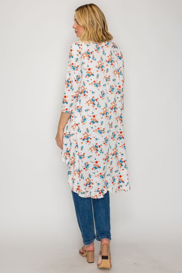 PLUS SIZE 3/4 SLEEVES HIGH LOW TUNIC TOP-SHB5789-PRT