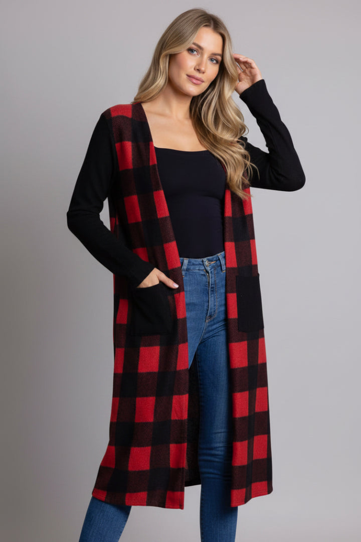 OFF WHITE OPEN FRONT PATCH POCKET LONG CARDIGAN SG21022