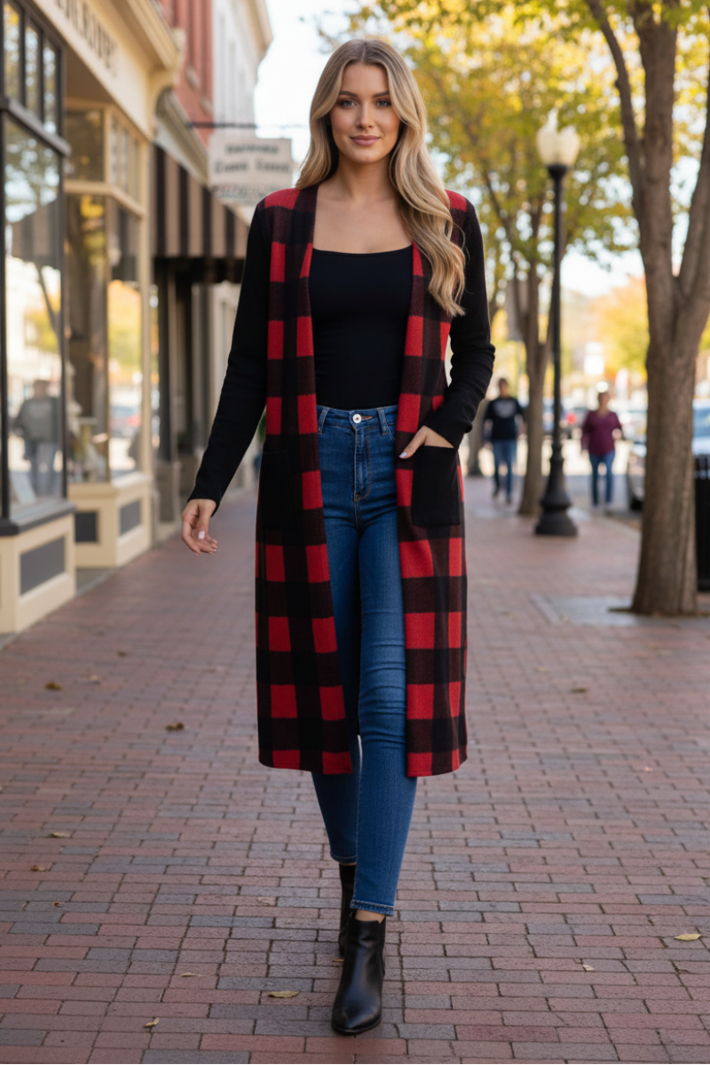 OPEN FRONT PATCH POCKET LONG CARDIGAN SG21022