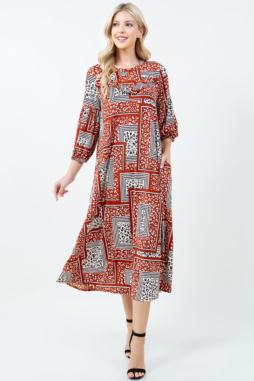 MIDI DRESS WITH SIDE POCKTES