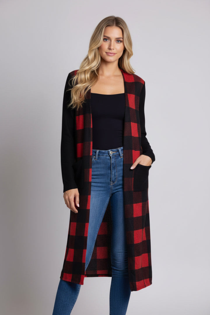OFF WHITE OPEN FRONT PATCH POCKET LONG CARDIGAN SG21022