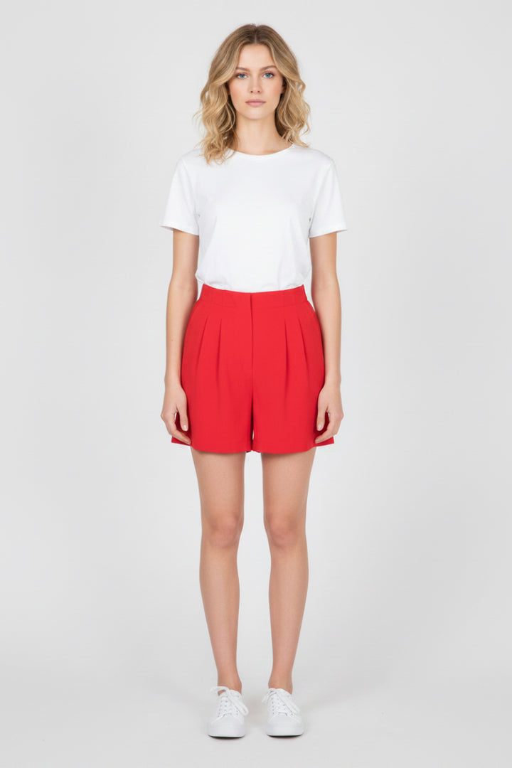 PLEATED ELASTIC WAIST W/SIDE POCKETS  SHORTS HMP1009