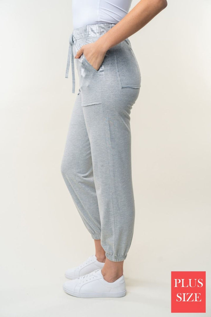 HIGE WAISTED SOLID KNIT PLUS SIZEJOGGER  PANTS