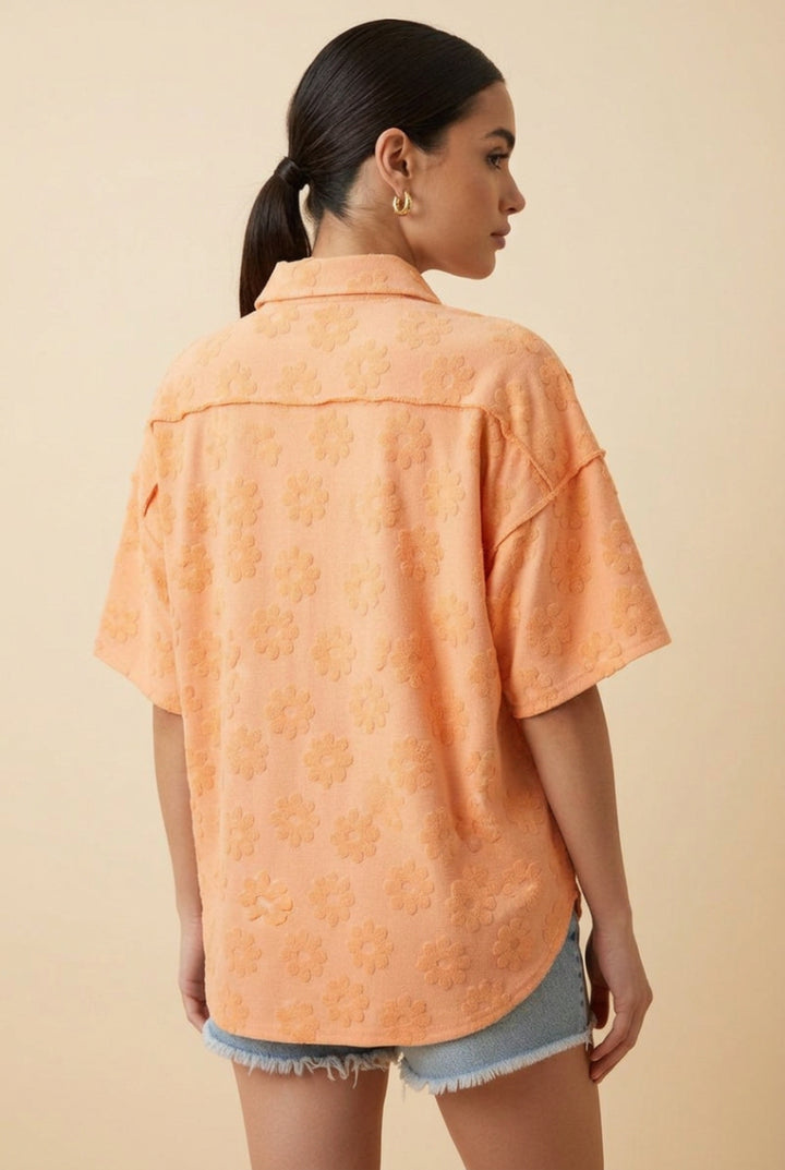 BUTTON DOWN SHORT SLEVE TOP HMET7805-12