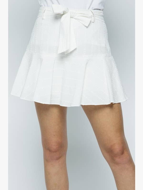 SELF-TYING WAIST RUFFLED FLOWY HEM SHORTS MRMP8142