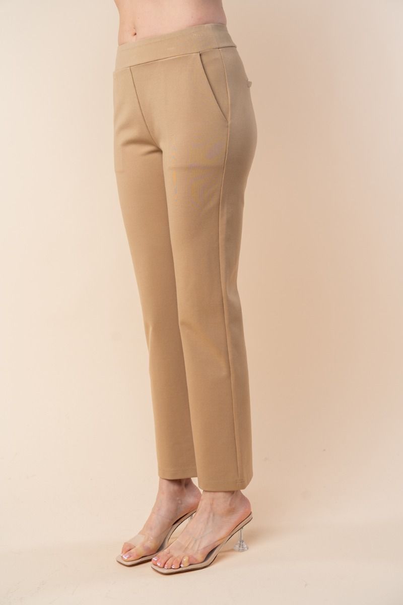 HIGH WAISTED SOLID KNIT PANTS
