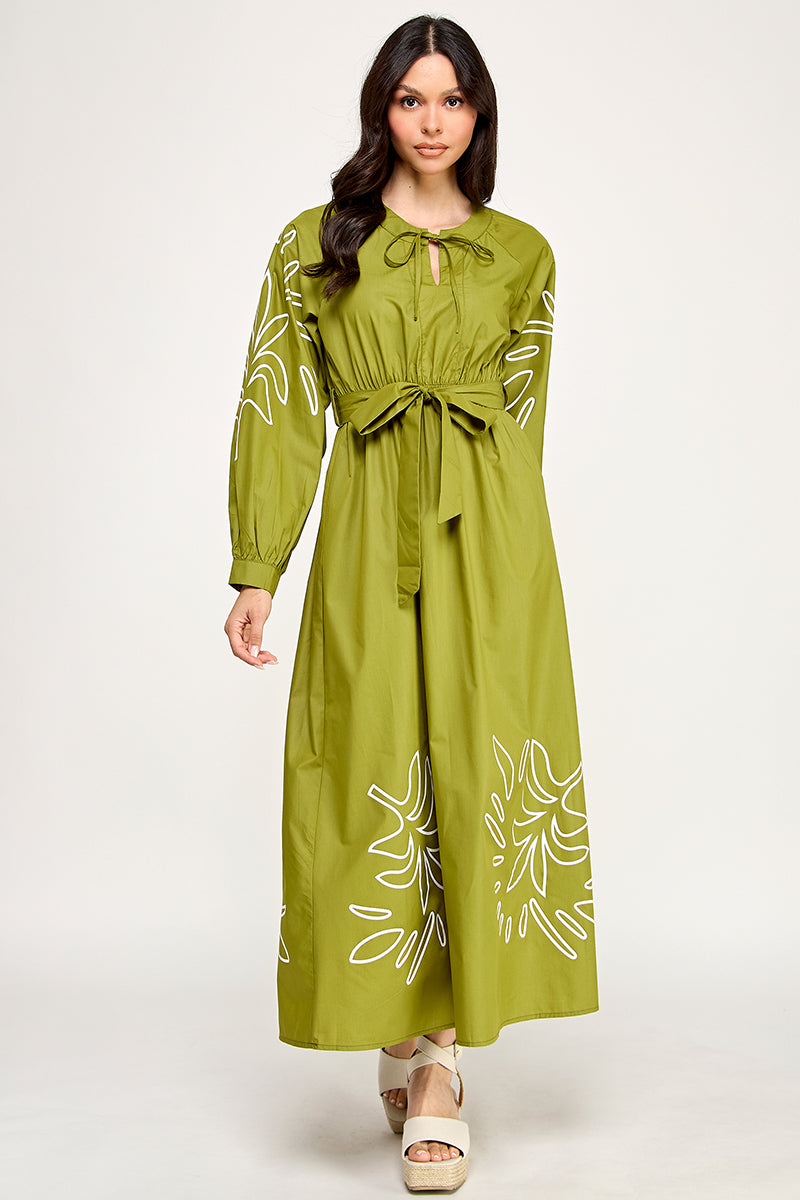 LONG SEEVE MAXI EMBROIDERED DRESS