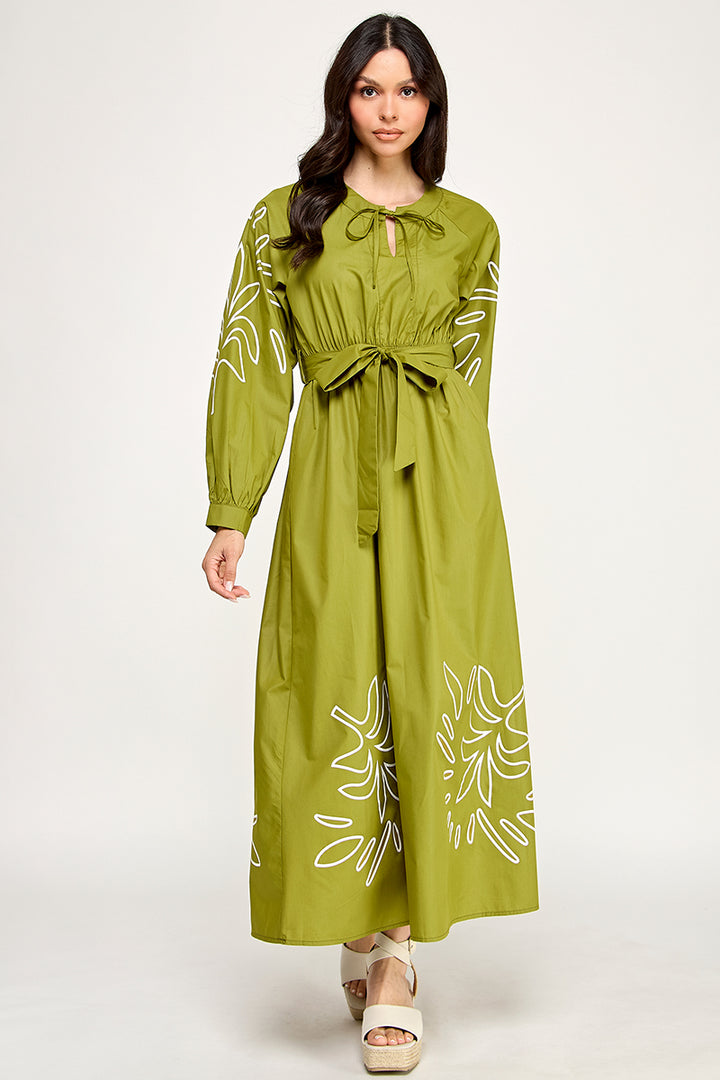 LONG SEEVE MAXI EMBROIDERED DRESS